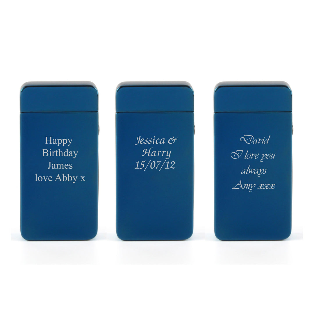 Personalised Blue Electric Arc Lighter in Gift Box
