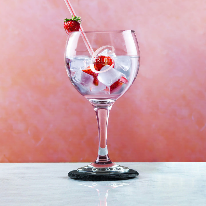 Personalised Cubata Gin Glass with Initial, Name &amp; Font