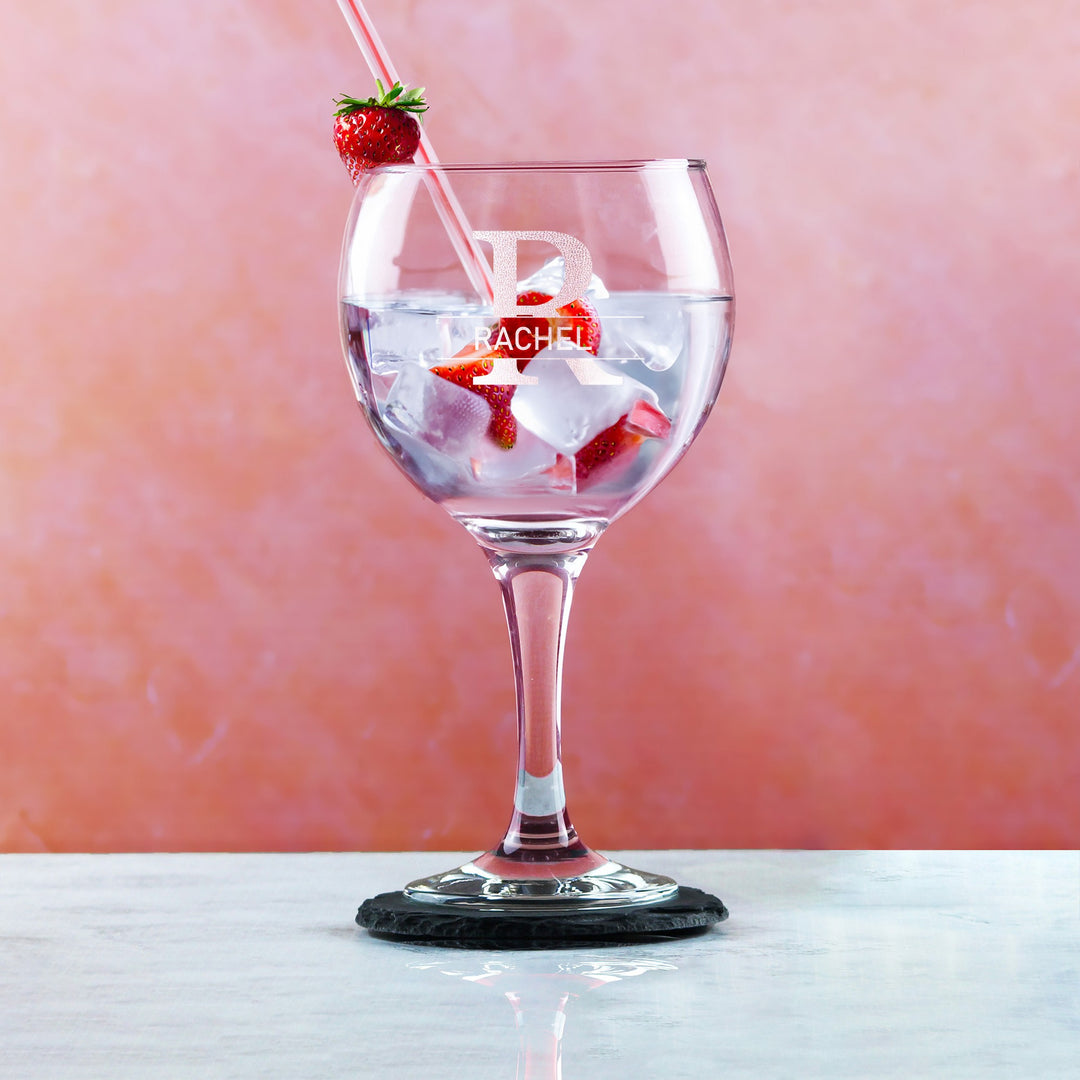 Personalised Cubata Gin Glass with Initial, Name &amp; Font