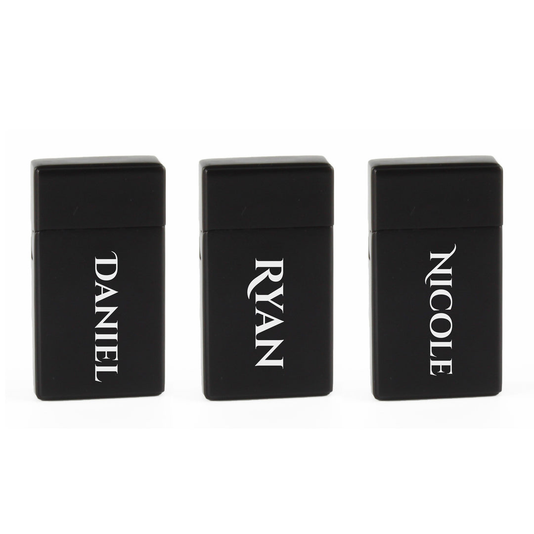 Personalised Black Jet Flame Gas Lighter with Name