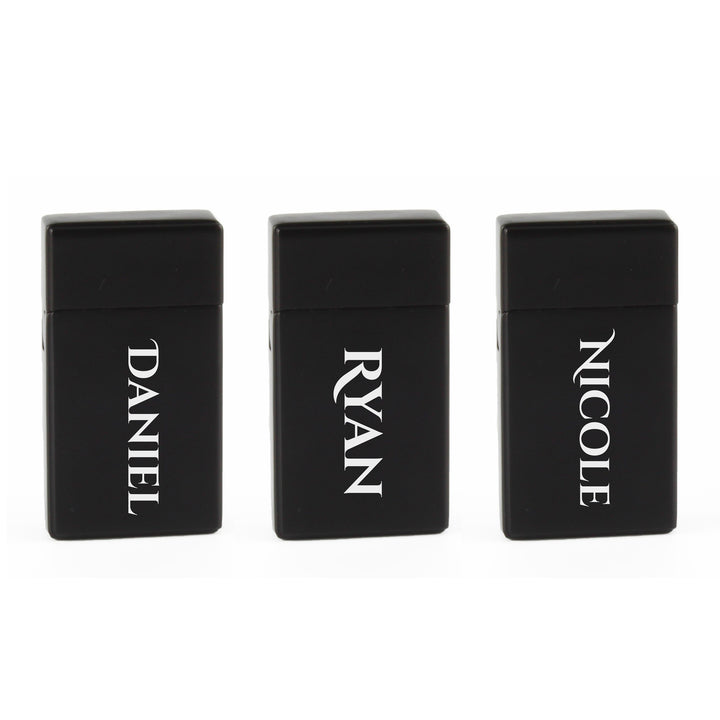 Personalised Black Jet Flame Gas Lighter with Name