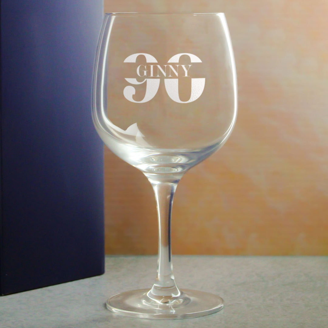 Personalised 90th Birthday Gin Copa Balloon Glass with Name