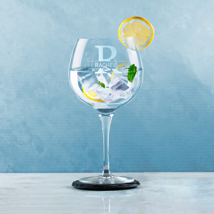 Personalised Primeur Gin Glass with Initial &amp; Name