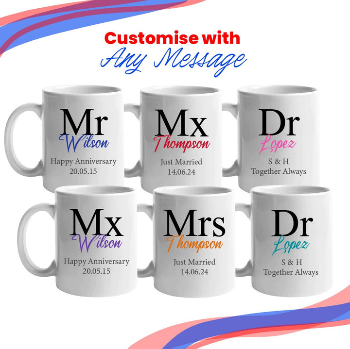 Personalised Gender Neutral Wedding Mug Set