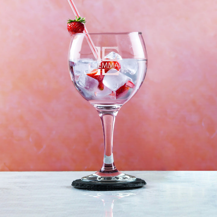 Personalised Cubata Gin Glass with Initial and Name