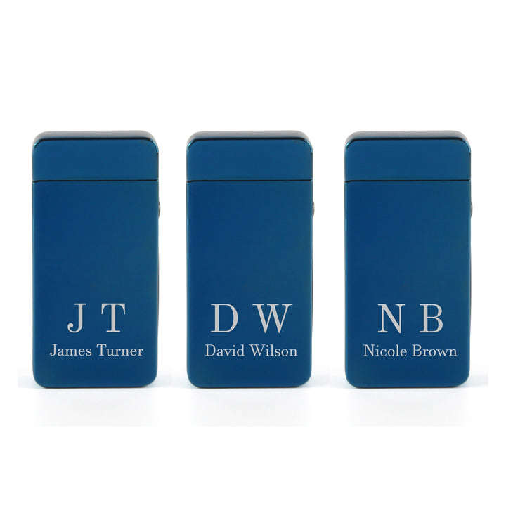 Personalised Blue Electric Arc Lighter with Initials