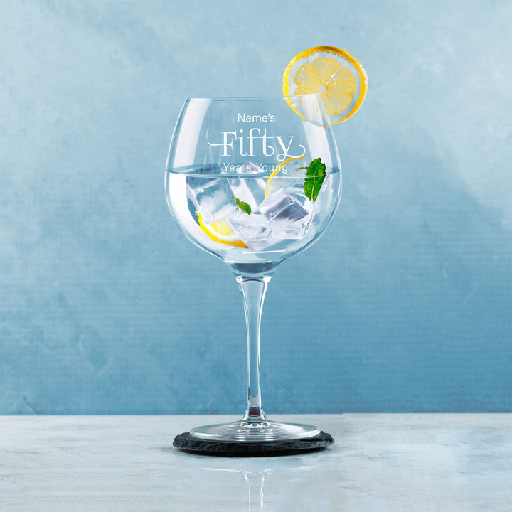 Personalised 50th Birthday Primeur Gin Glass with Name