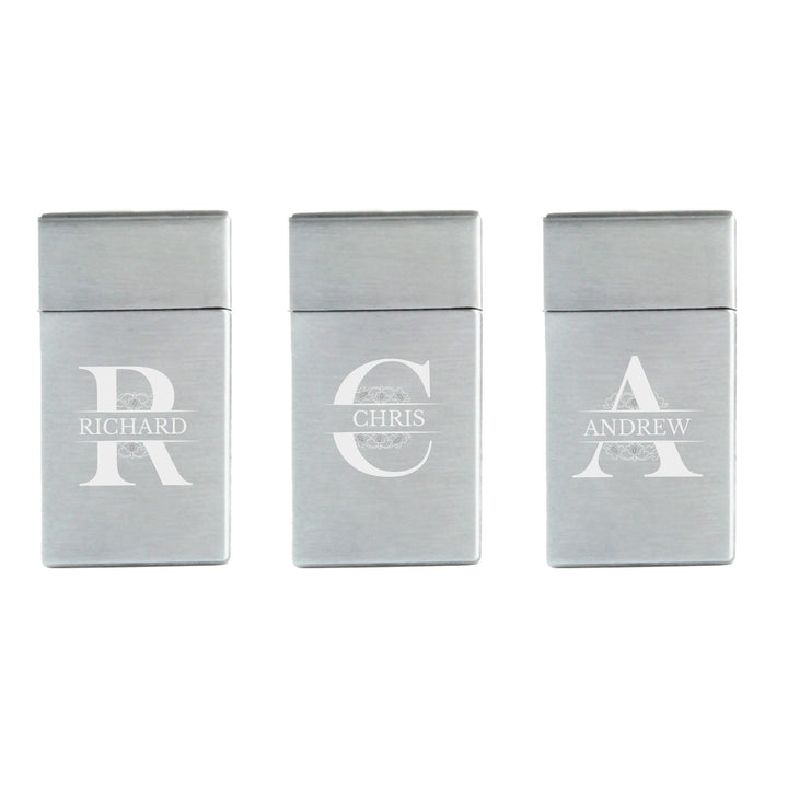 Personalised Silver Jet Flame Lighter in Gift Box