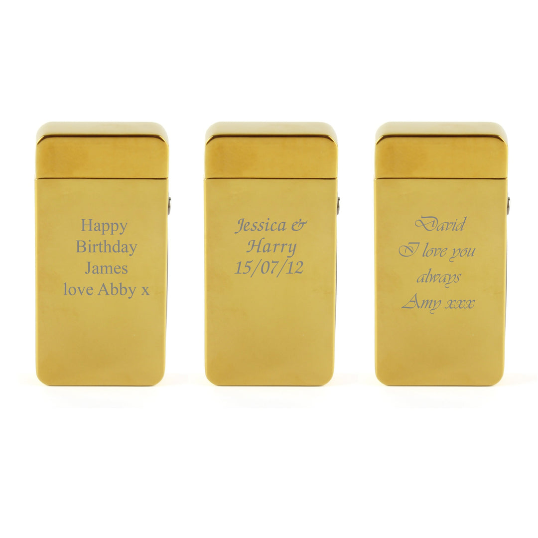 Personalised Gold Electric Arc Lighter with Message