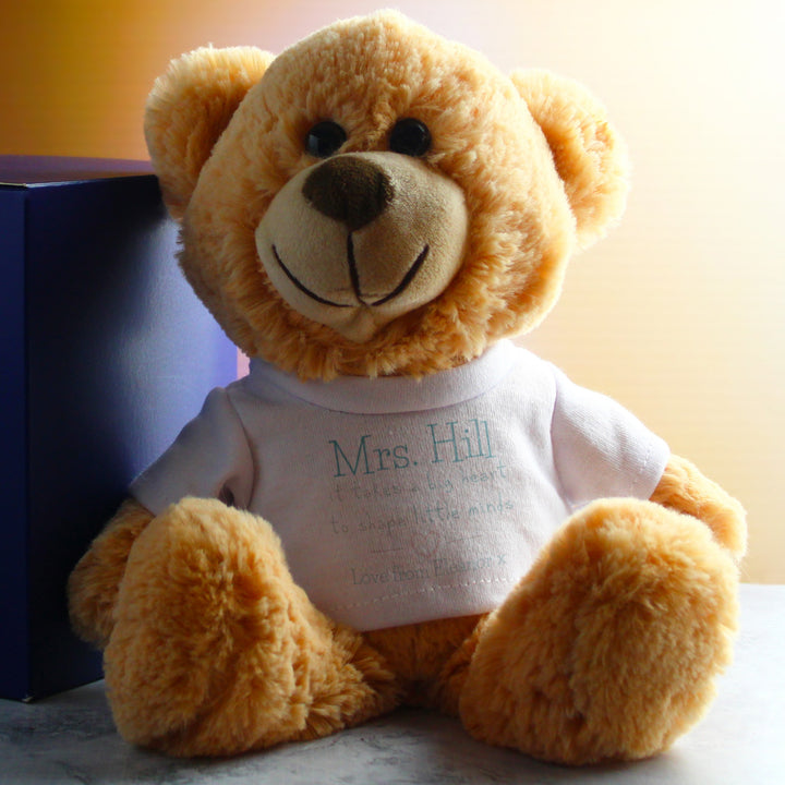 Personalised Teacher Teddy Bear with Big Heart Design