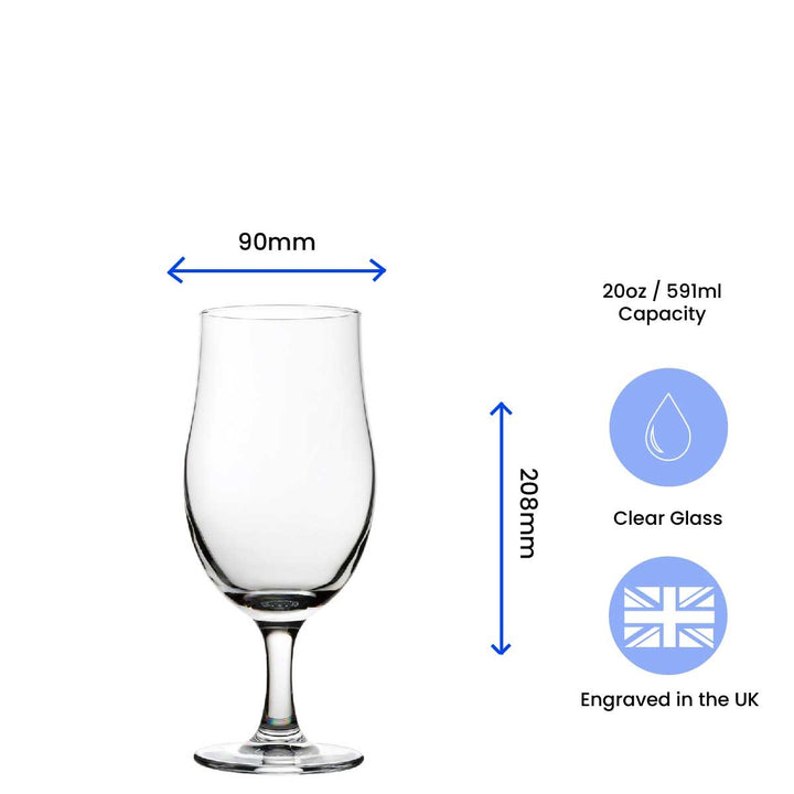 Personalised Draft Stemmed Beer Glass with Any Message