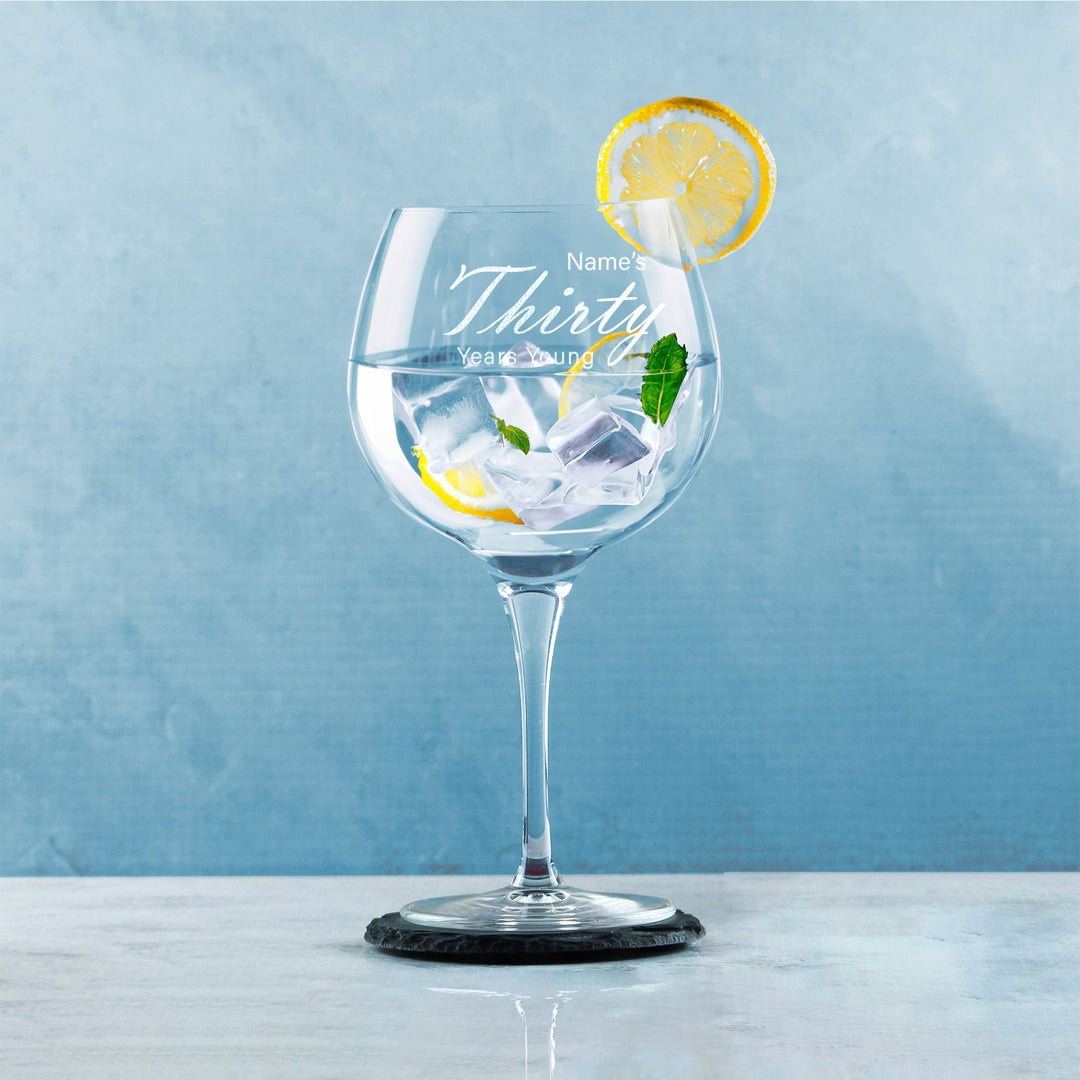 Personalised 30th Birthday Gin Balloon Glass with Name