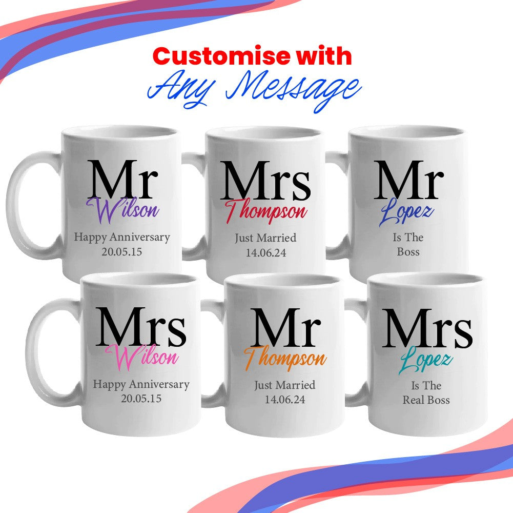 Personalised Mr and Mrs Mug Set in Classic Font
