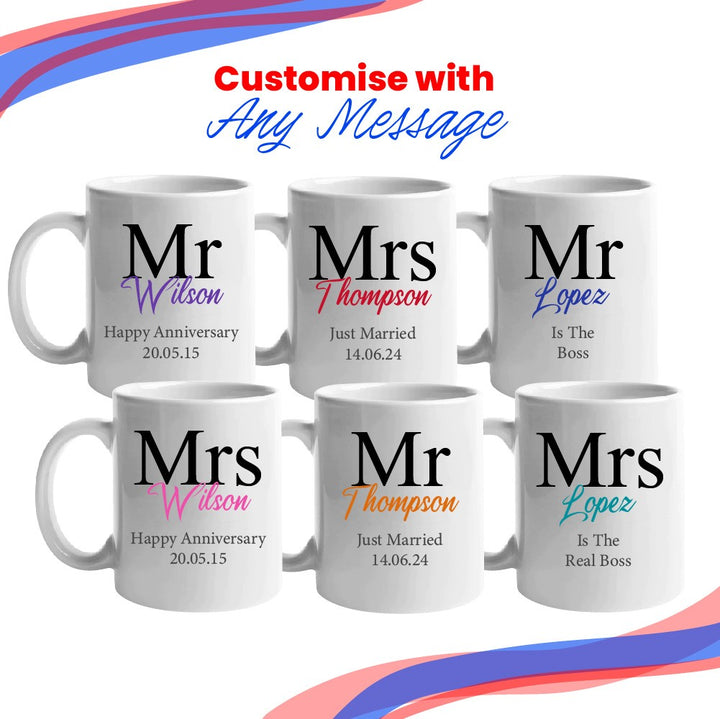 Personalised Mr and Mrs Mug Set in Classic Font