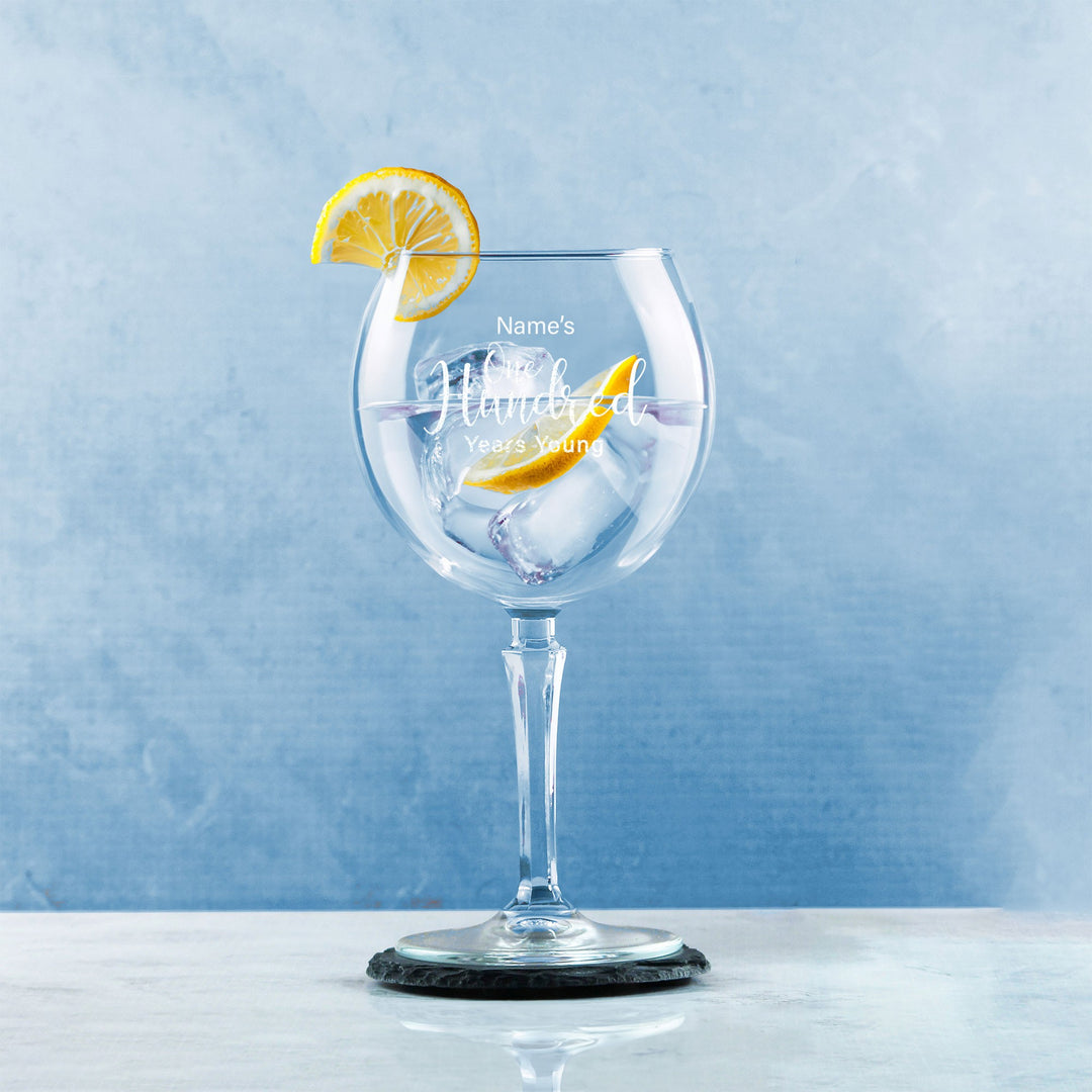 Personalised 100th Birthday Hudson Gin Balloon Glass