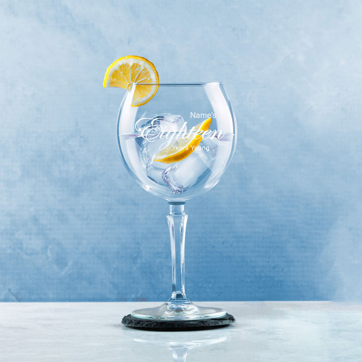 Personalised 18th Birthday Hudson Gin Glass - Years Young