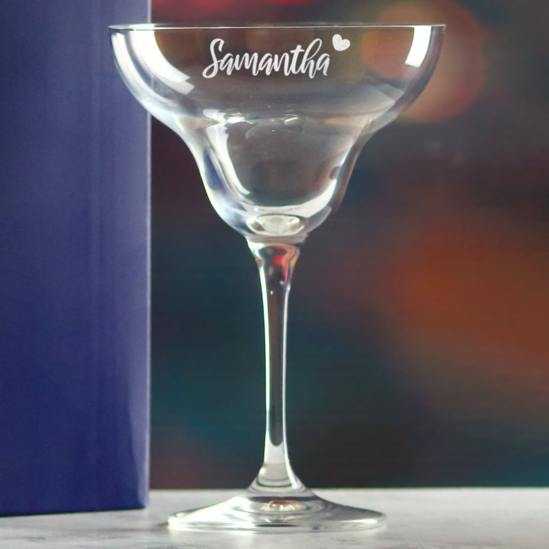 Personalised Infinity Margarita Cocktail Glass with Heart