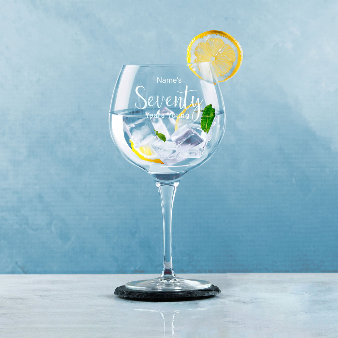 Personalised 70th Birthday Primeur Gin Balloon Glass