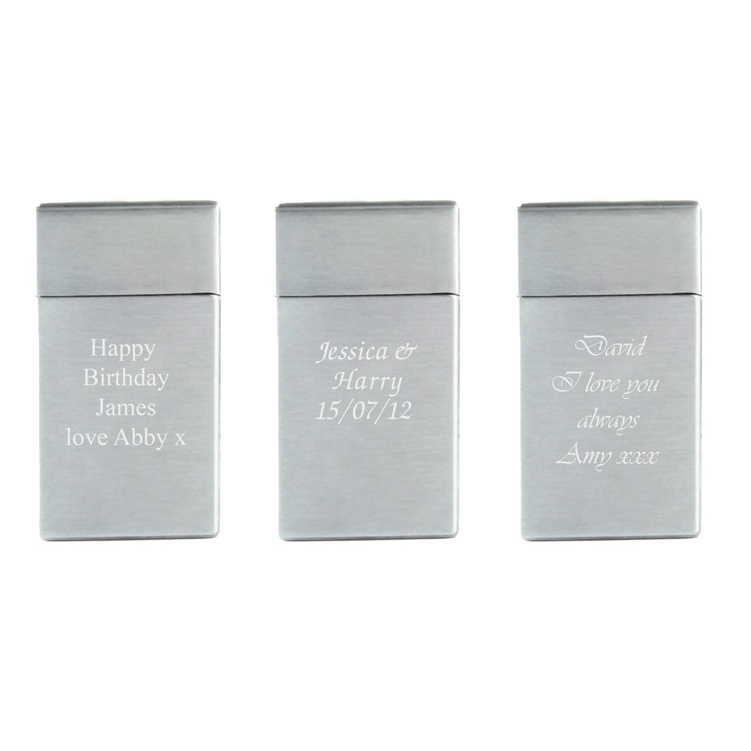 Personalised Silver Jet Flame Lighter with Gift Box