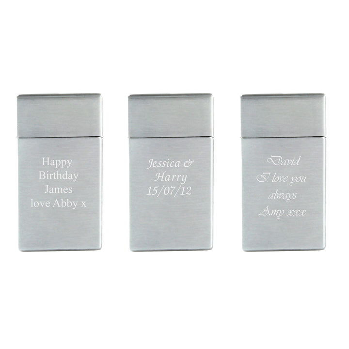 Personalised Silver Jet Flame Lighter with Gift Box