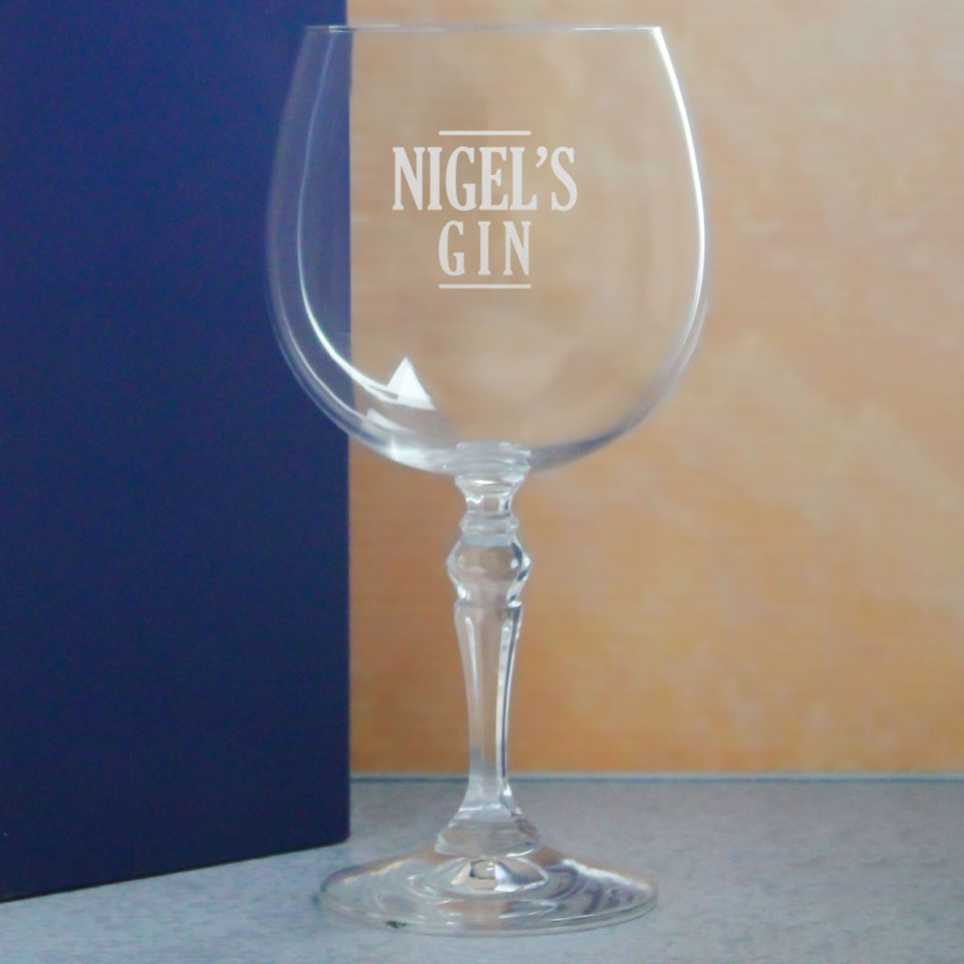 Personalised Gin Balloon Glass with Name - Serif Design