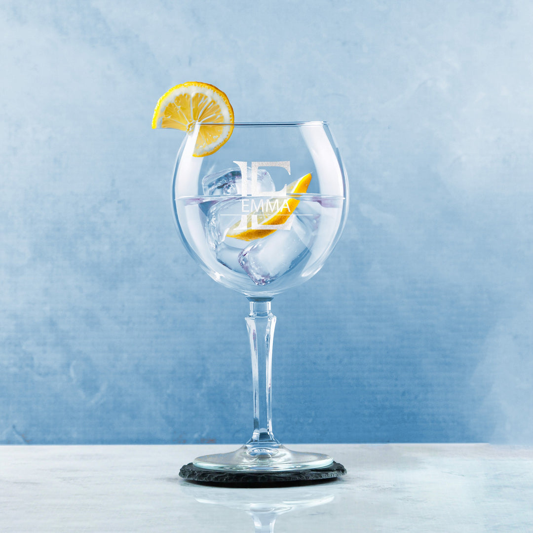 Personalised Hudson Gin Glass with Initial, Name &amp; Font Choice