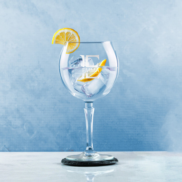 Personalised Hudson Gin Glass with Initial, Name &amp; Font Choice
