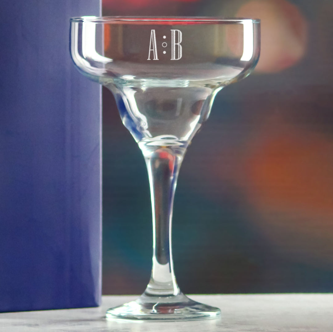 Engraved Infinity Margarita Glass 295ml - Initials Design