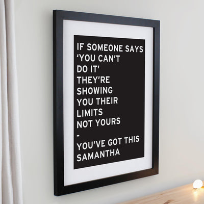 Personalised Typography Black Poster Frame