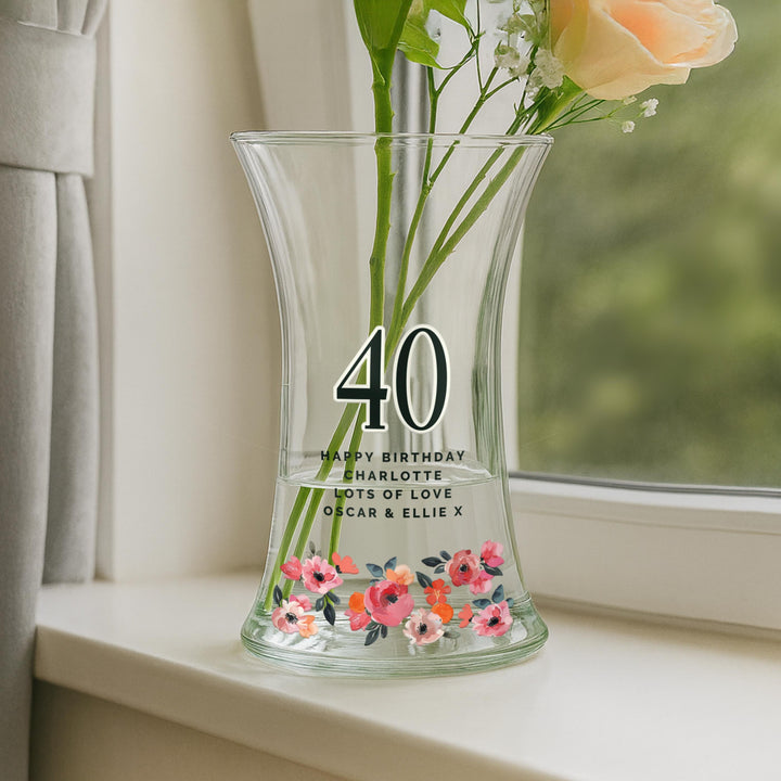 Personalised Floral Big Age Waisted Vase, The Personal Shop, personalised gifts