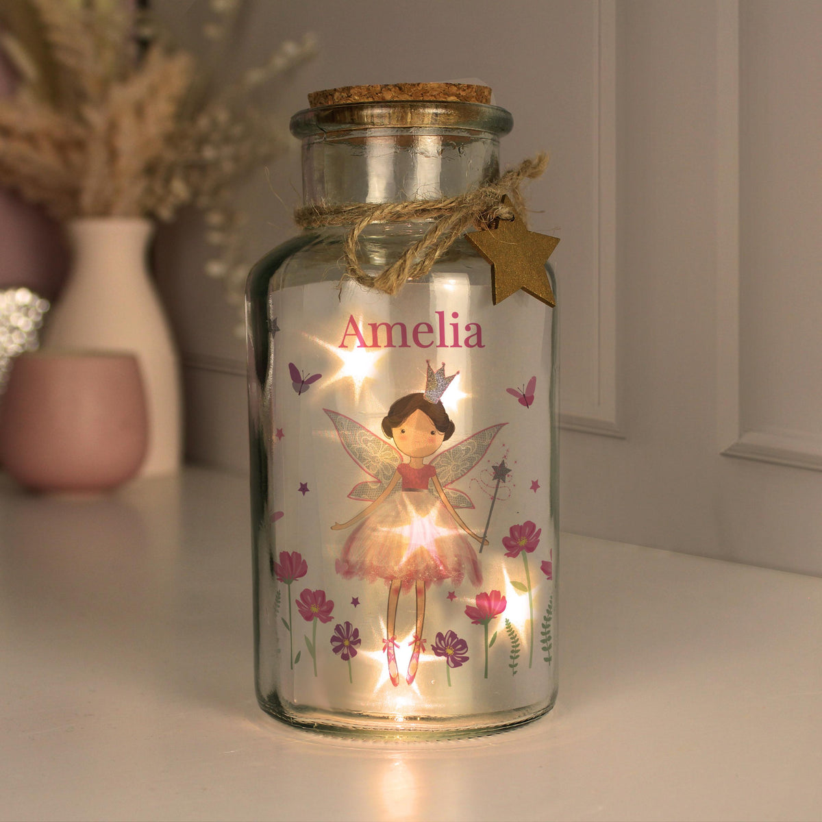 Personalised Fairy Princess LED Glass Jar – alternative view