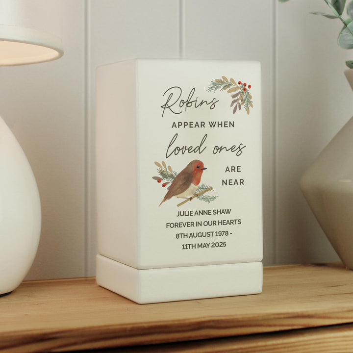 Personalised Robins Appear Small Wooden Urn, The Personal Shop, personalised gifts