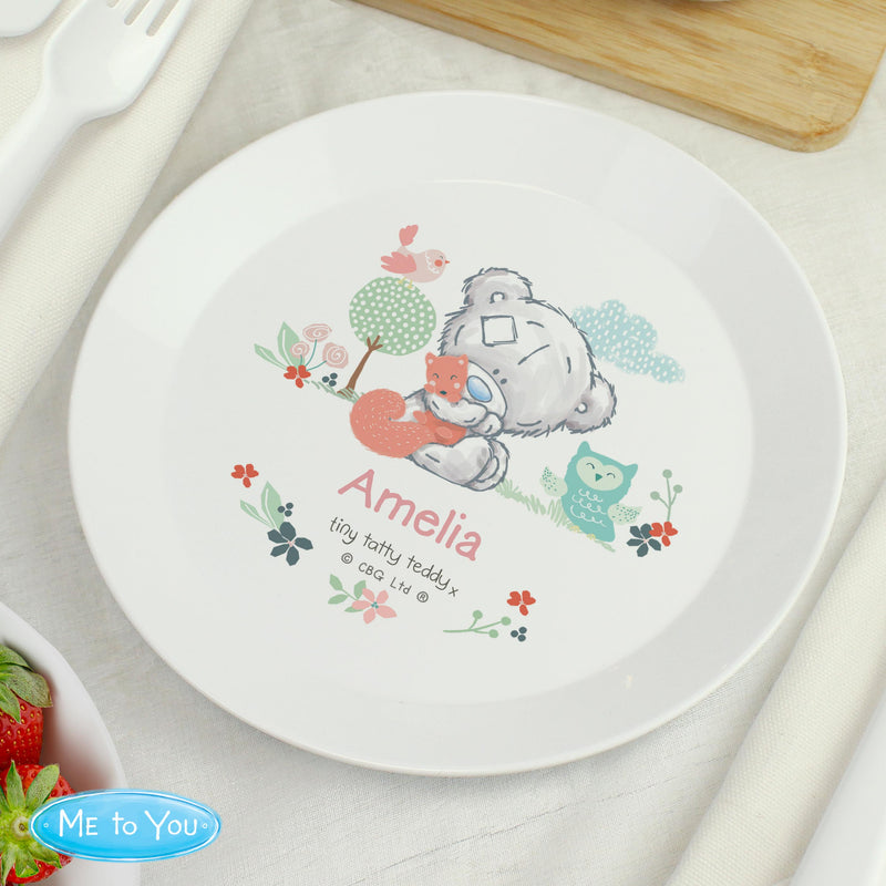 Personalised Tiny Tatty Teddy Woodland Animal Plastic Plate