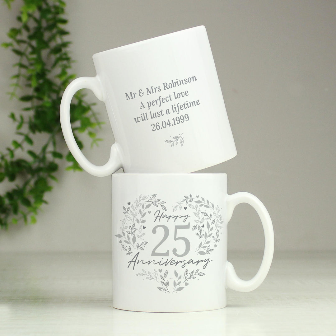 Personalised 25th Silver Wedding Anniversary Mug – alternative view