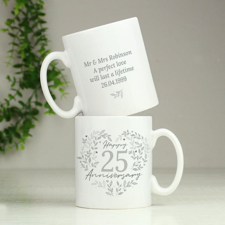 Personalised 25th Silver Wedding Anniversary Mug – alternative view