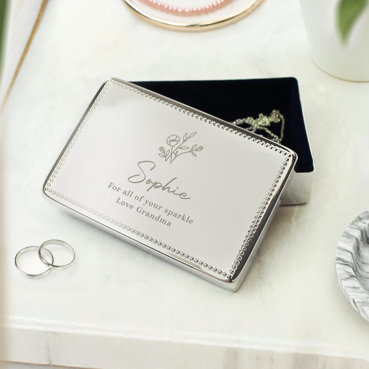 Personalised Floral Small Jewellery Box – alternative view