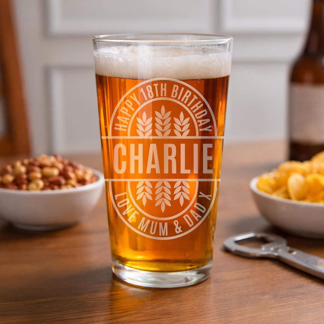 Personalised Brewery Style Pint Glass, The Personal Shop, personalised gifts