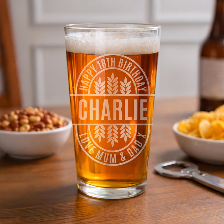 Personalised Brewery Style Pint Glass, The Personal Shop, personalised gifts