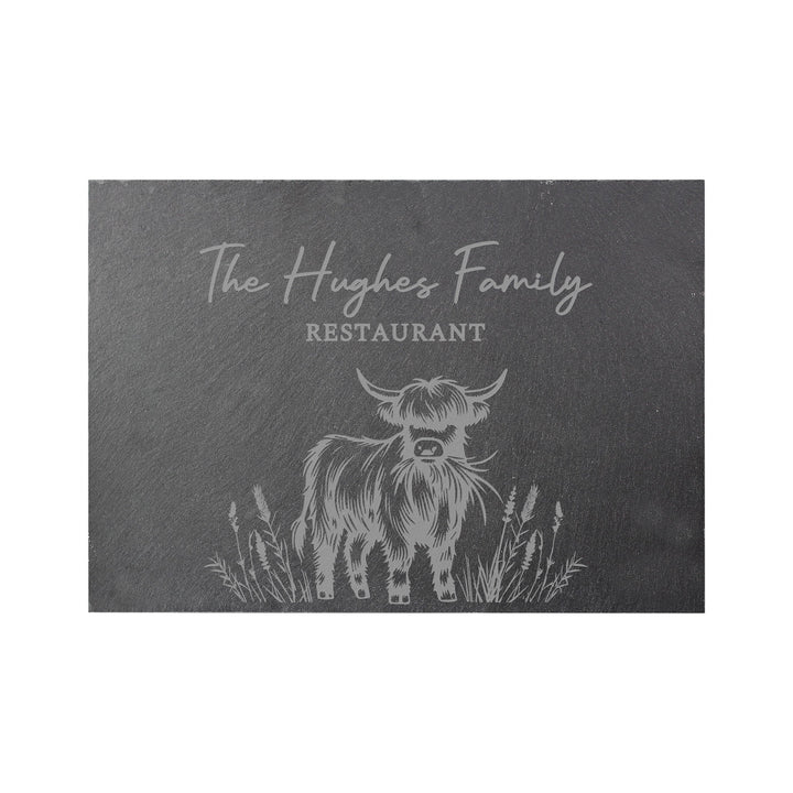 Personalised Highland Cow Slate Placemat, The Personal Shop, personalised gifts