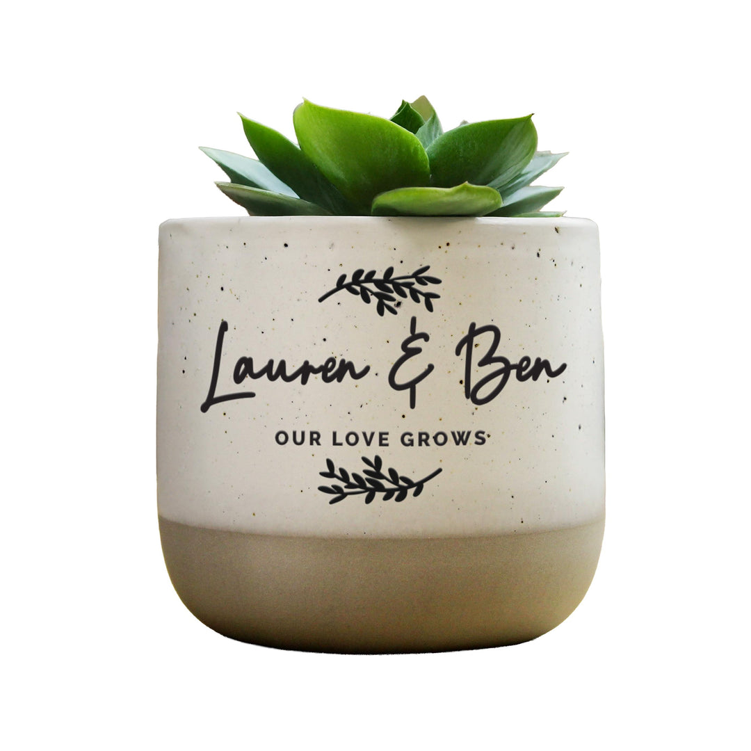 Personalised Botanical Flecked Plant Pot, The Personal Shop, personalised gifts