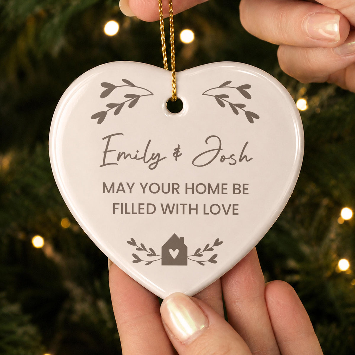 Personalised Little House Ceramic Heart Hanging Decoration, The Personal Shop, personalised gifts