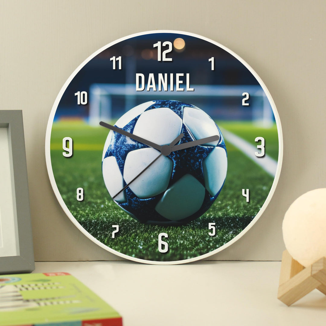 Personalised Football Wooden Childrens Clock, The Personal Shop, personalised gifts