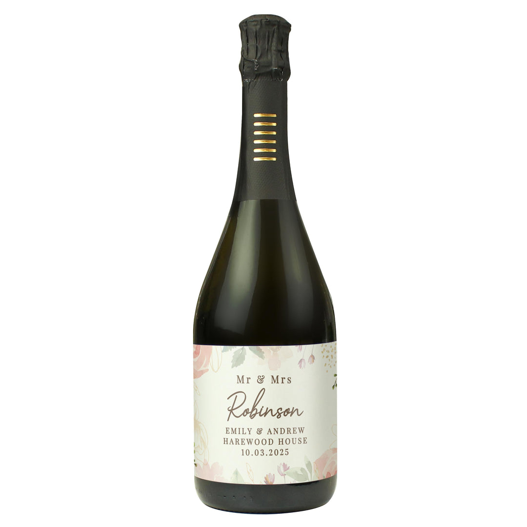 Personalised Floral Watercolour Bottle of Prosecco – alternative view