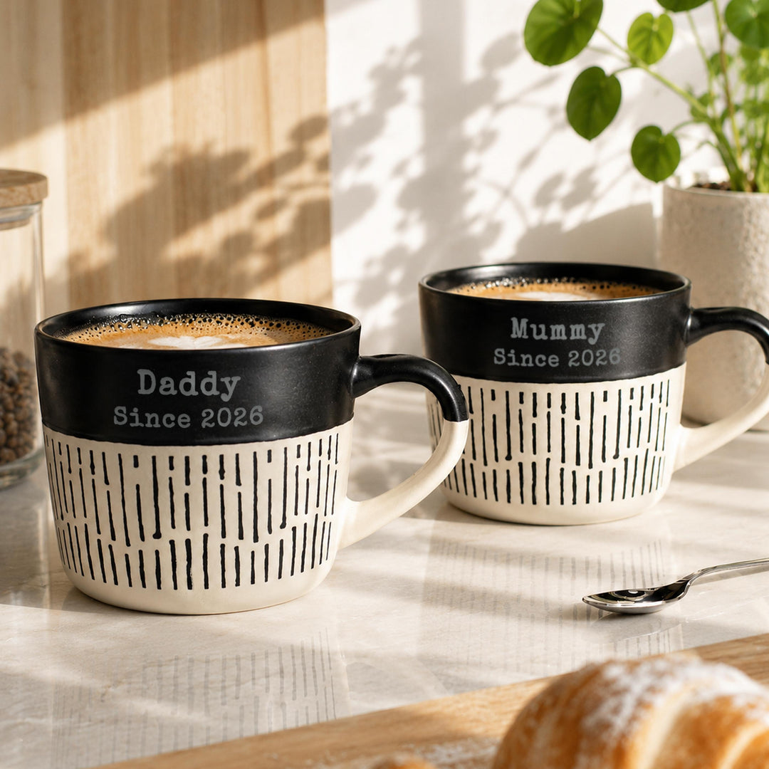 Personalised Message Black Dipped Dash Ceramic Mug, The Personal Shop, personalised gifts