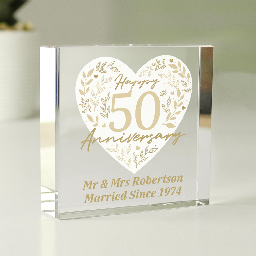 Personalised 50th Golden Wedding Anniversary Crystal Token – alternative view