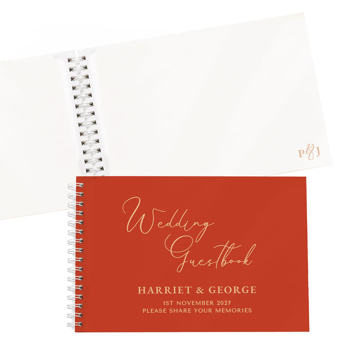 Personalised Burnt Orange Wedding Guest Book, The Personal Shop, personalised gifts