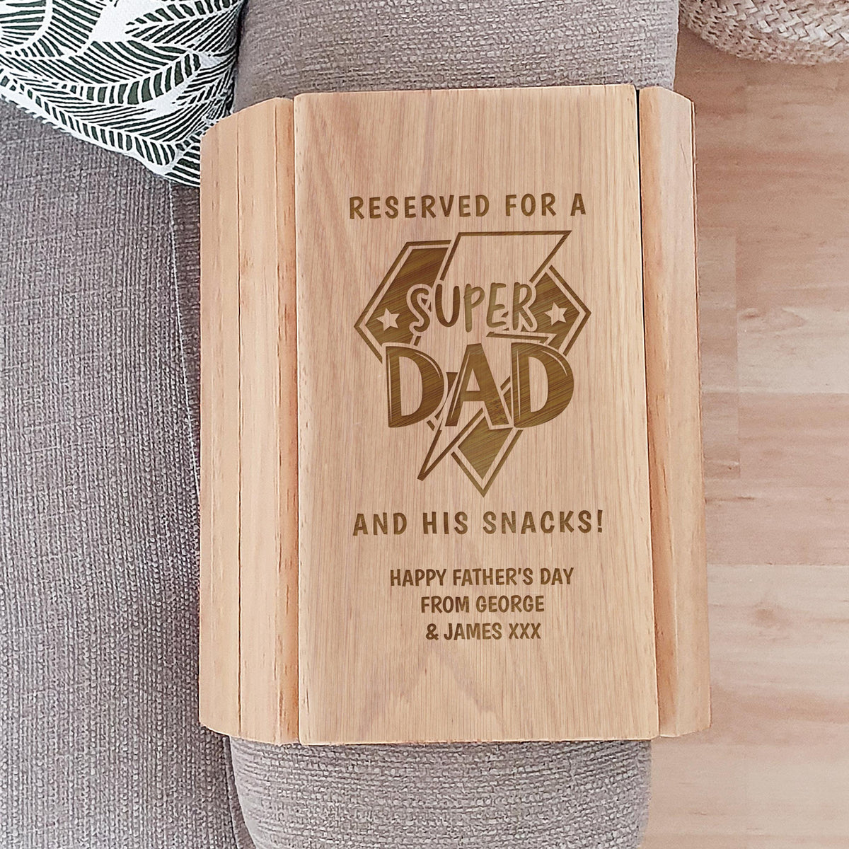 Personalised Super Dad Sofa Tray