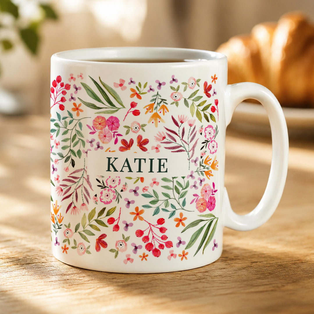 Personalised Floral Pattern Mug, The Personal Shop, personalised gifts