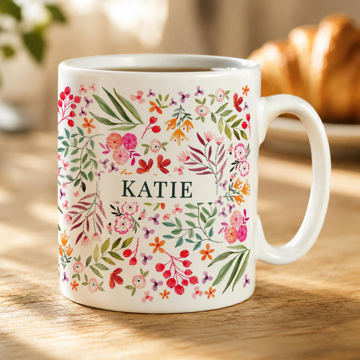 Personalised Floral Pattern Mug, The Personal Shop, personalised gifts