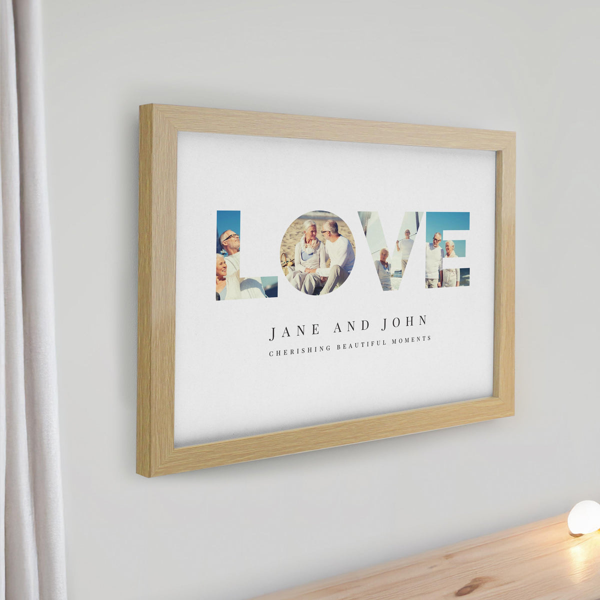 Personalised LOVE Photo Upload Oak Poster Frame – alternative view